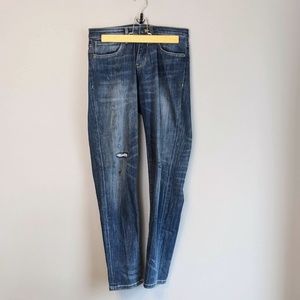 Dish Denim | relaxed skinny distressed jeans indigo size 26